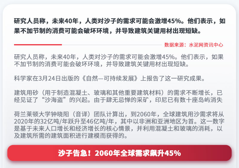 沙子告急！2060年全球需求飆升45%